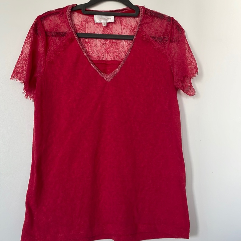 LAST DAYS. 
MOVING. CLOSE OUT. GRACE & MILA PARIS. RED TOP WITH LACES. WORN ONCE